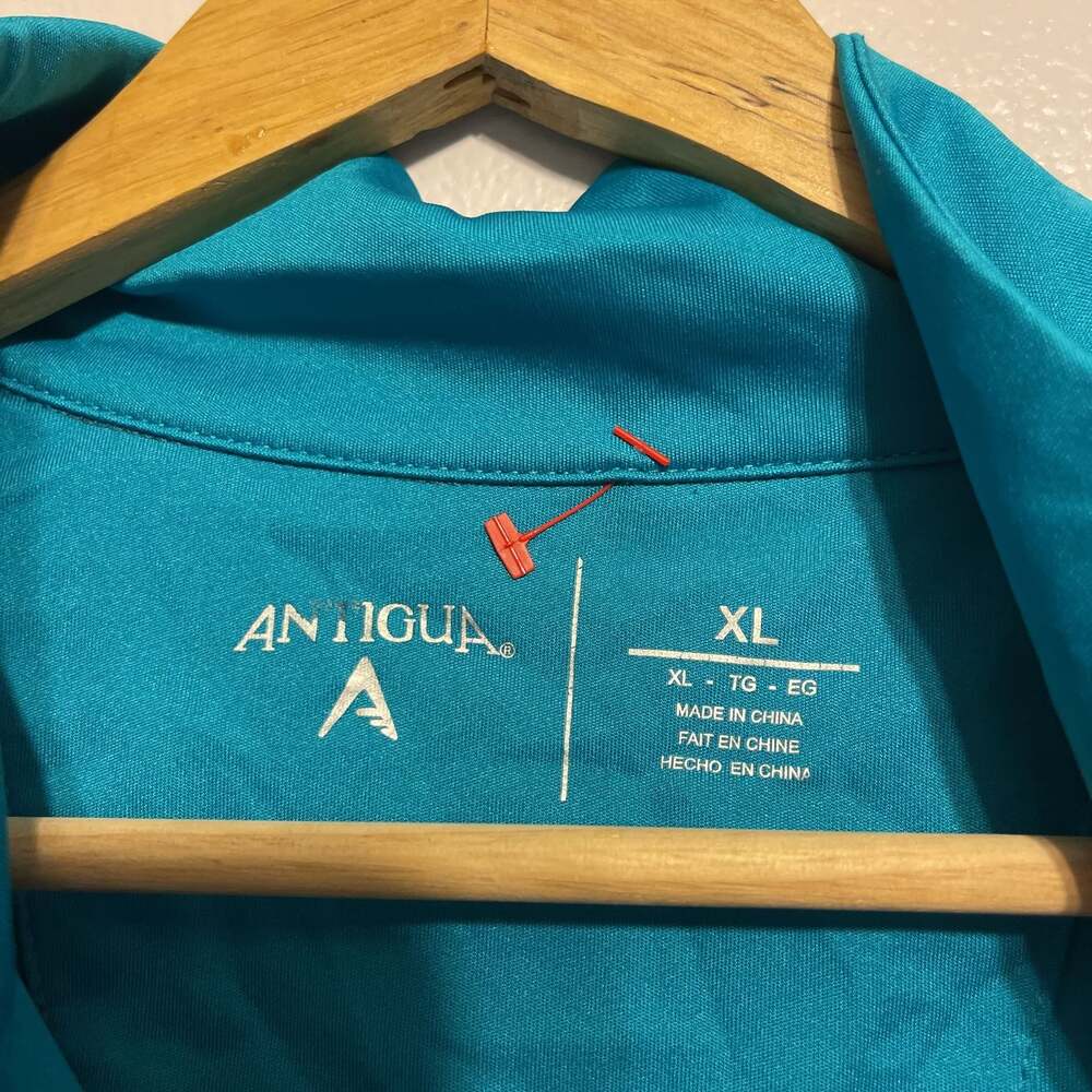 Antigua Miami Dolphins Polo Shirt Men's Large Aqua Teal Striped NFL Football - Picture 9 of 10